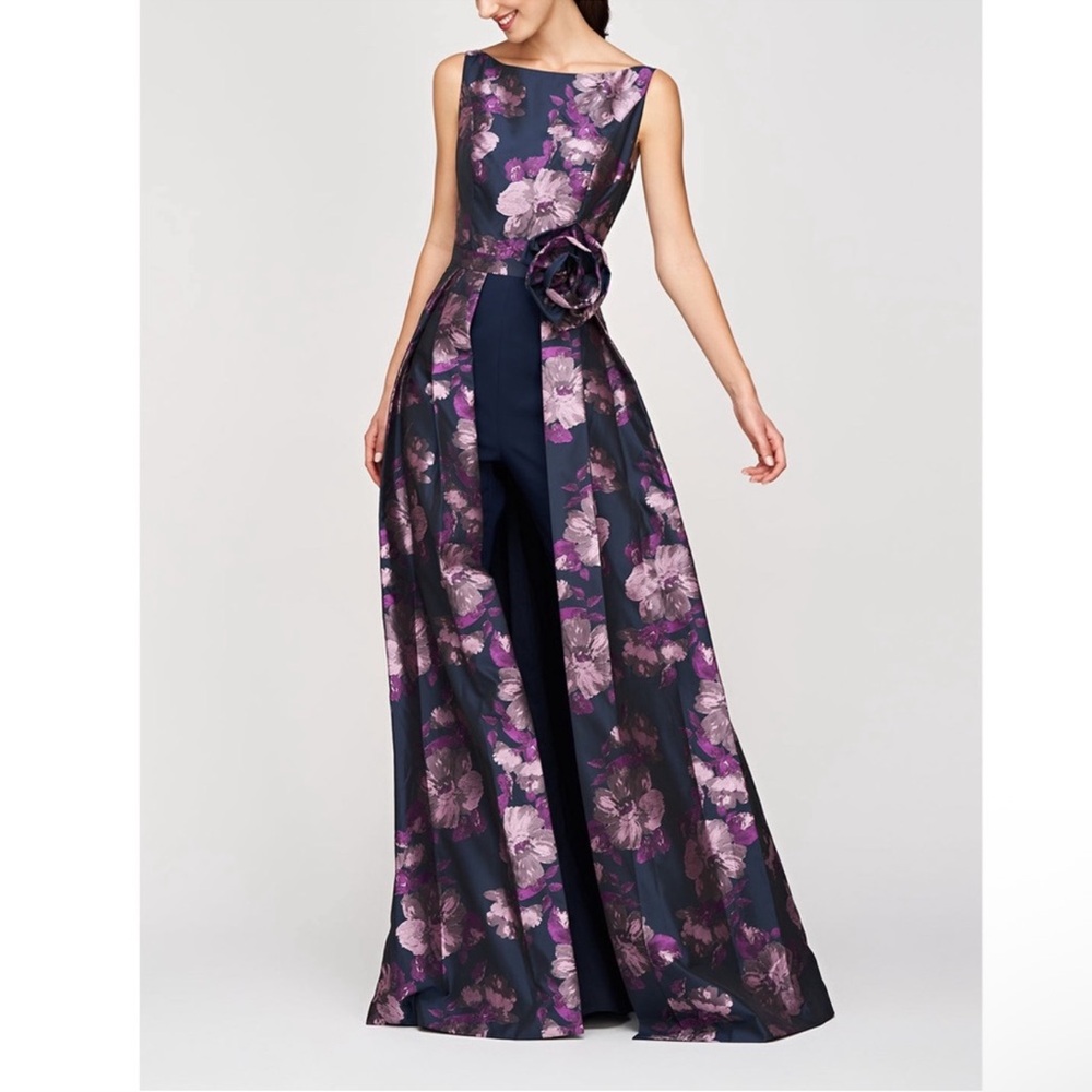 KAY UNGER Enya Walk Thru Jumpsuit Dark Ink / Wisteria Size 6 NWT